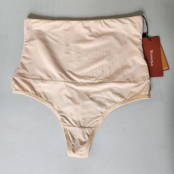 Werena Womens Beige High-Waisted Tummy Control Shapewear Thong |M| |4-6| - Picture 2 of 6